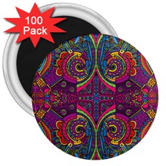 Colorful Boho Pattern 3  Magnets (100 Pack) by designsbymallika