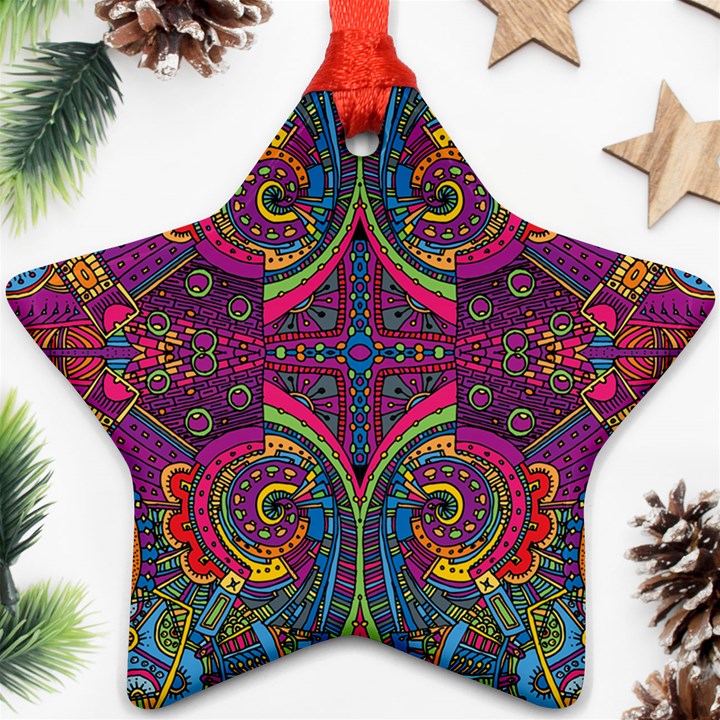 Colorful Boho Pattern Star Ornament (Two Sides)