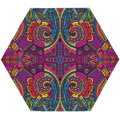 Colorful Boho Pattern Wooden Puzzle Hexagon by designsbymallika