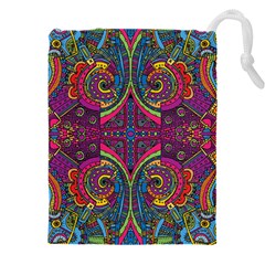 Colorful Boho Pattern Drawstring Pouch (4xl) by designsbymallika