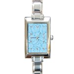 Blue Lines Pattern Rectangle Italian Charm Watch Front