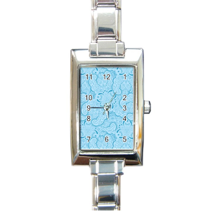 Blue Lines Pattern Rectangle Italian Charm Watch