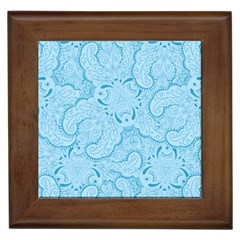 Blue Lines Pattern Framed Tile by designsbymallika