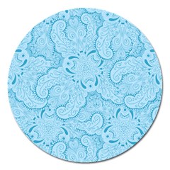 Blue Lines Pattern Magnet 5  (round) by designsbymallika