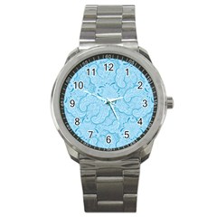 Blue Lines Pattern Sport Metal Watch by designsbymallika