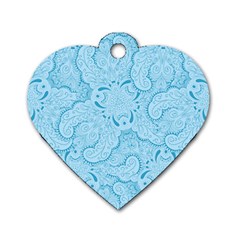 Blue Lines Pattern Dog Tag Heart (One Side)