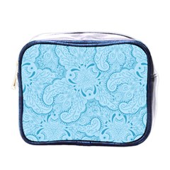 Blue Lines Pattern Mini Toiletries Bag (one Side) by designsbymallika