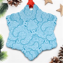 Blue Lines Pattern Snowflake Ornament (two Sides) by designsbymallika