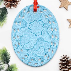 Blue Lines Pattern Ornament (Oval Filigree)