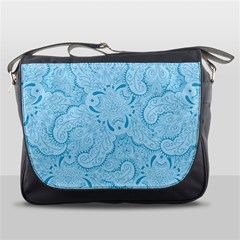 Blue Lines Pattern Messenger Bag by designsbymallika