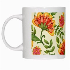 Orange Flowers White Mugs by designsbymallika