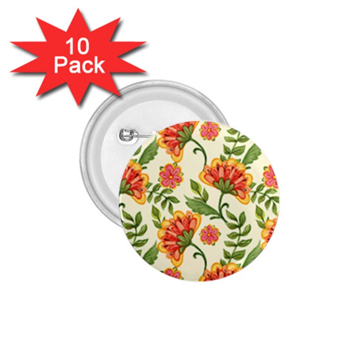 Orange Flowers 1.75  Buttons (10 pack)