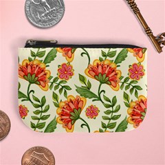 Orange Flowers Mini Coin Purse by designsbymallika