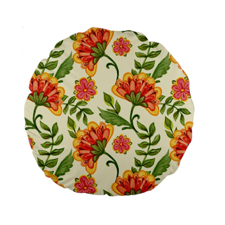 Orange Flowers Standard 15  Premium Round Cushions