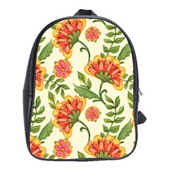 Orange Flowers School Bag (xl) by designsbymallika