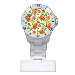 Orange Flowers Plastic Nurses Watch by designsbymallika