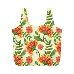 Orange Flowers Full Print Recycle Bag (m) by designsbymallika