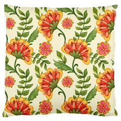 Orange Flowers Large Flano Cushion Case (two Sides) by designsbymallika