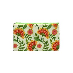 Orange Flowers Cosmetic Bag (xs) by designsbymallika