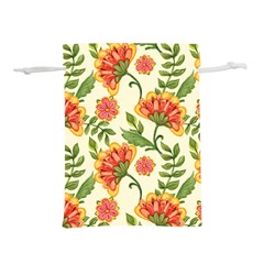 Orange Flowers Lightweight Drawstring Pouch (l) by designsbymallika