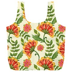 Orange Flowers Full Print Recycle Bag (xxxl) by designsbymallika