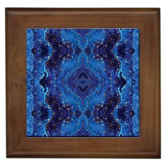 Blue Golden Marble Print Framed Tile by designsbymallika