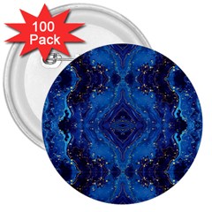 Blue Golden Marble Print 3  Buttons (100 Pack)  by designsbymallika