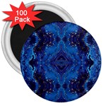 Blue Golden Marble Print 3  Magnets (100 pack) Front