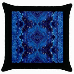 Blue Golden Marble Print Throw Pillow Case (black) by designsbymallika