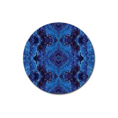 Blue Golden Marble Print Magnet 3  (round) by designsbymallika