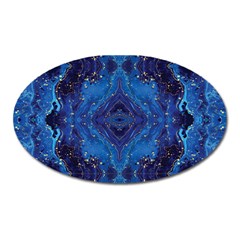 Blue Golden Marble Print Oval Magnet by designsbymallika