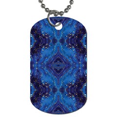 Blue Golden Marble Print Dog Tag (one Side) by designsbymallika