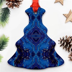 Blue Golden Marble Print Christmas Tree Ornament (two Sides) by designsbymallika