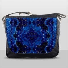 Blue Golden Marble Print Messenger Bag by designsbymallika