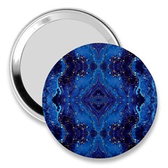 Blue Golden Marble Print 3  Handbag Mirrors by designsbymallika