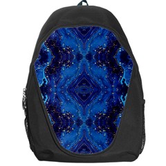 Blue Golden Marble Print Backpack Bag by designsbymallika