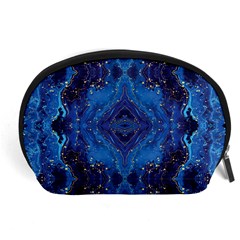 Blue Golden Marble Print Accessory Pouch (large) by designsbymallika