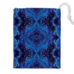 Blue Golden Marble Print Drawstring Pouch (5XL) Front