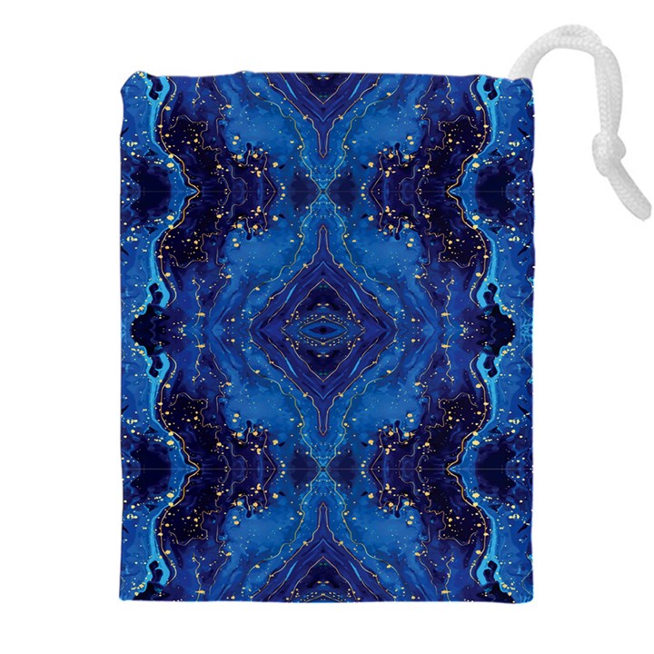 Blue Golden Marble Print Drawstring Pouch (5XL)