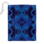 Blue Golden Marble Print Drawstring Pouch (5XL) Back