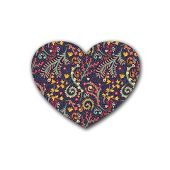 Pretty Baatik Print Rubber Coaster (heart) 