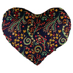 Pretty Baatik Print Large 19  Premium Flano Heart Shape Cushions