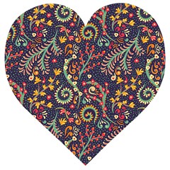 Pretty Baatik Print Wooden Puzzle Heart