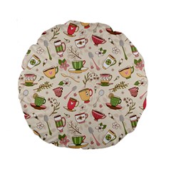 Green Tea Love Standard 15  Premium Round Cushions by designsbymallika