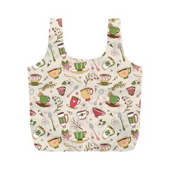 Green Tea Love Full Print Recycle Bag (m) by designsbymallika