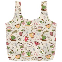 Green Tea Love Full Print Recycle Bag (xl) by designsbymallika