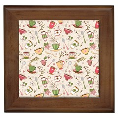 Green Tea Love Framed Tile by designsbymallika