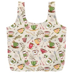 Green Tea Love Full Print Recycle Bag (xxl) by designsbymallika