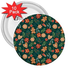 Christmas Pattern 3 3  Buttons (10 Pack)  by designsbymallika