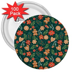 Christmas Pattern 3 3  Buttons (100 Pack)  by designsbymallika